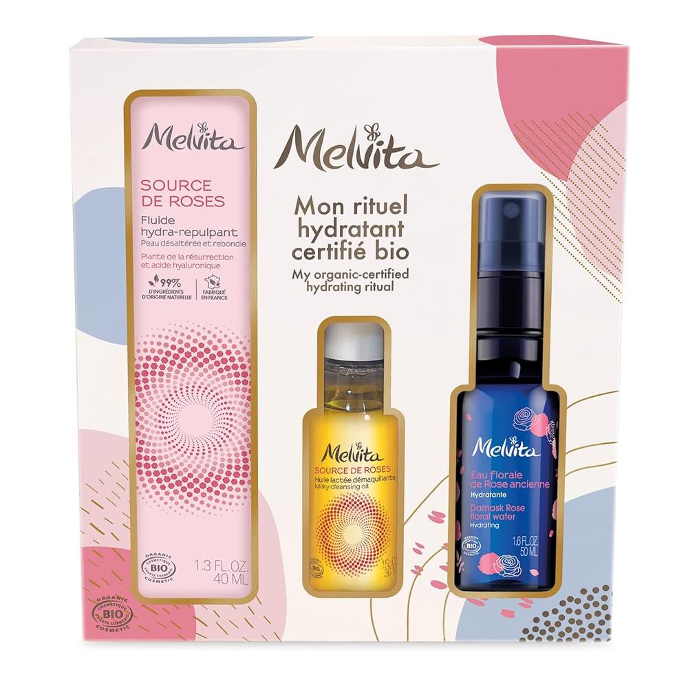 Melvita Coffret Fluide Hydra-Repulpant/Lait Démaquillant/Eau florale Melvita Bio