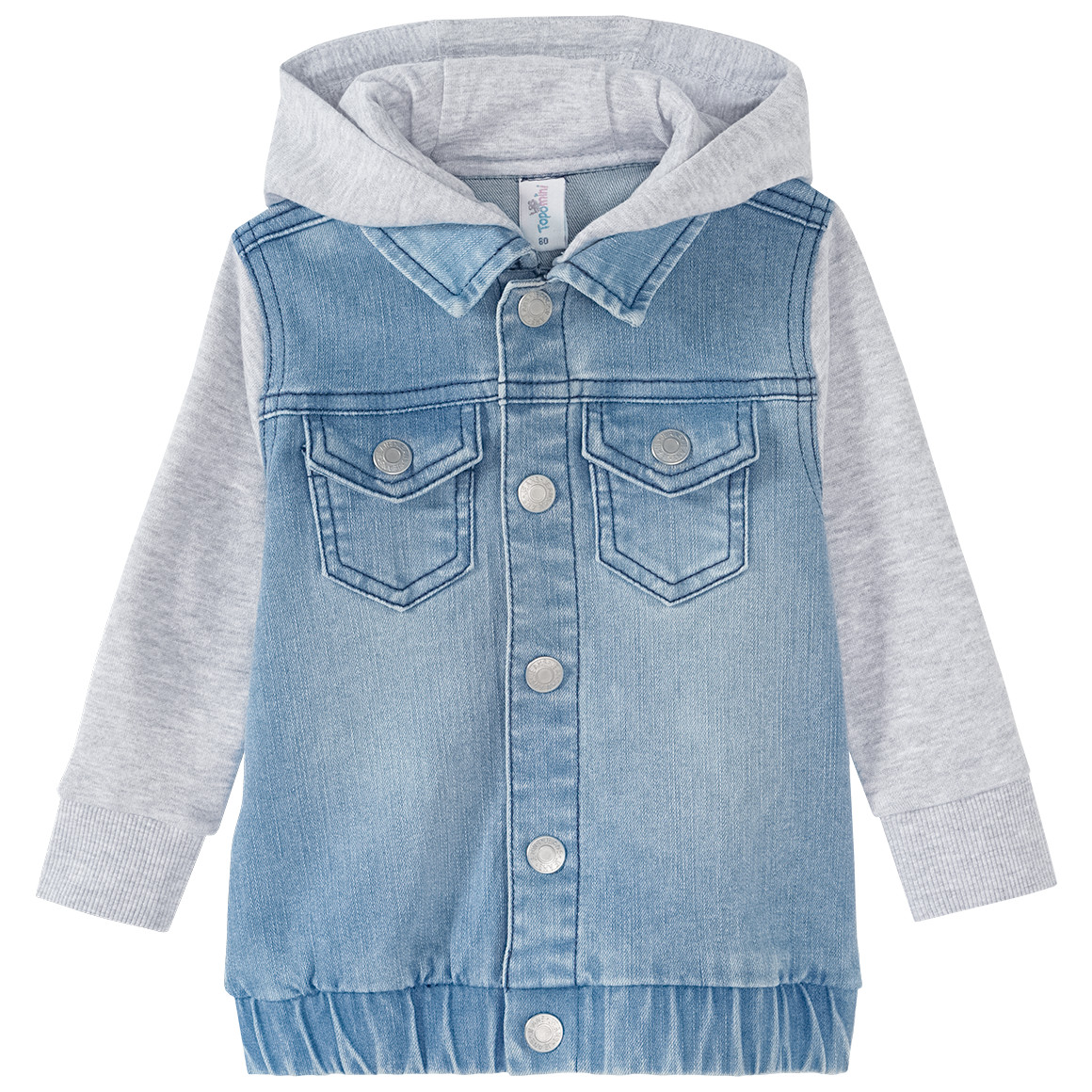 Topomini Baby Jeansjacke mit Sweat-Einsätzen blau / hellgrau