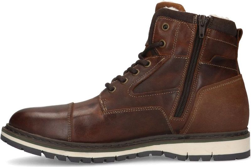 Manfield - Heren - Cognac leren veterboots