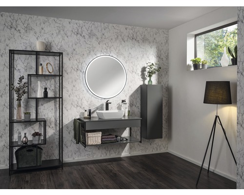 Fackelmann LED badkamerspiegel, 80 cm rond, zwart