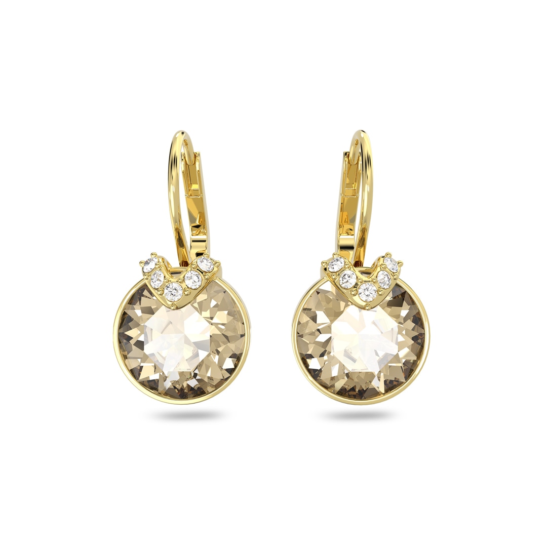 Swarovski Bella V Drop-Ohrhänger Rundschliff, Goldfarben, Goldlegierungsschicht