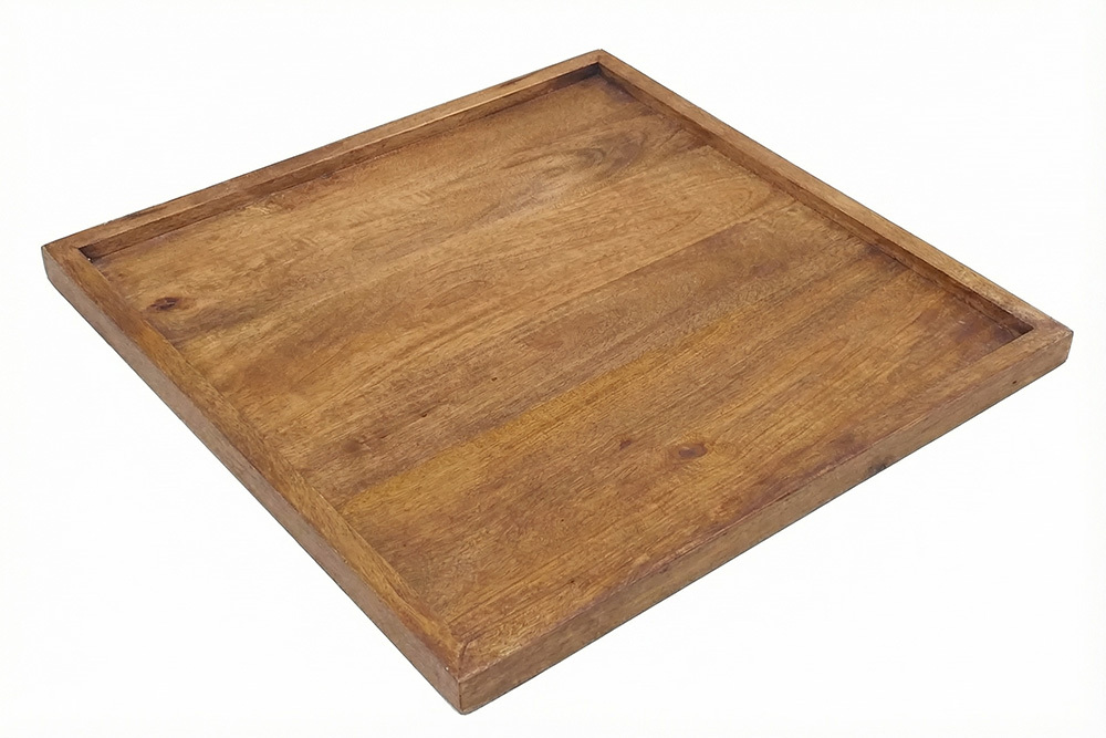 Massives Tablett MAKASSAR 50cm braun Mangoholz honey finish handmade