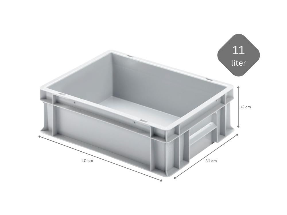 PROREGAL Eurobox met gesloten handgreep HxBxD 12 x 30 x 40 cm 11 liter Grijze Eurobox transportbox