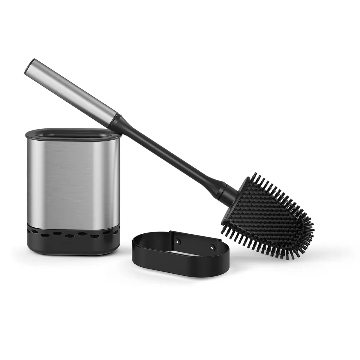 Toilettenbürste mit Behälter Cleany silber,schwarz