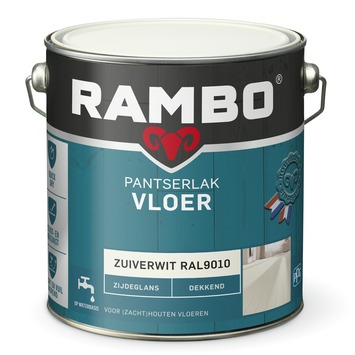 Rambo Pantserlak vloer acryl zijdeglans dekkend RAL 9010 zuiverwit 2,5 liter