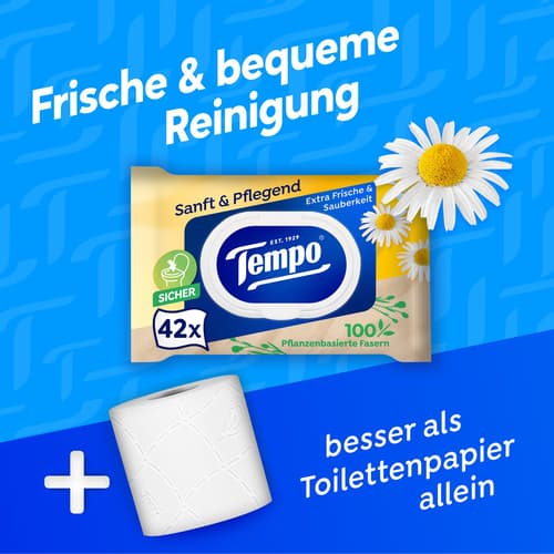 Tempo feuchte Toilettentücher sanft & pflegend Kamille