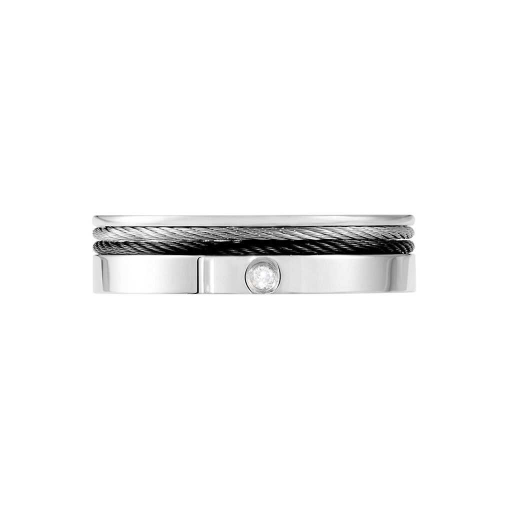 Bague Madine Acier Blanc Diamant