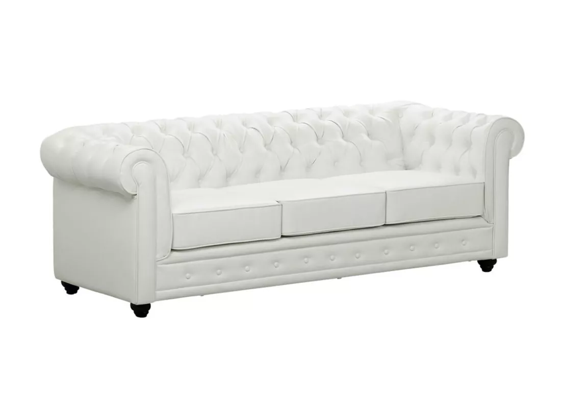 Canapé 3 places en simili CHESTERFIELD - Blanc