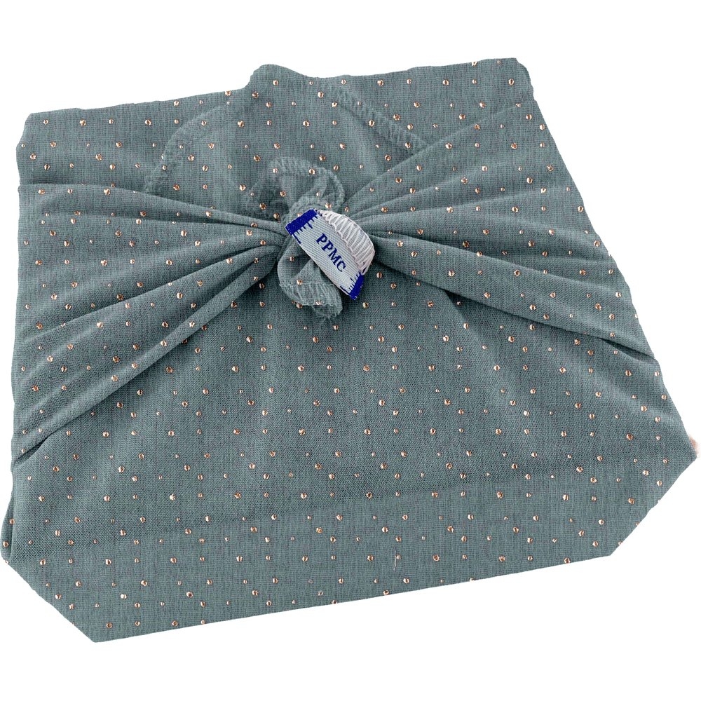 Furoshiki Petit 35 X 35 Cm Gaze Pois Or Bleu Gris