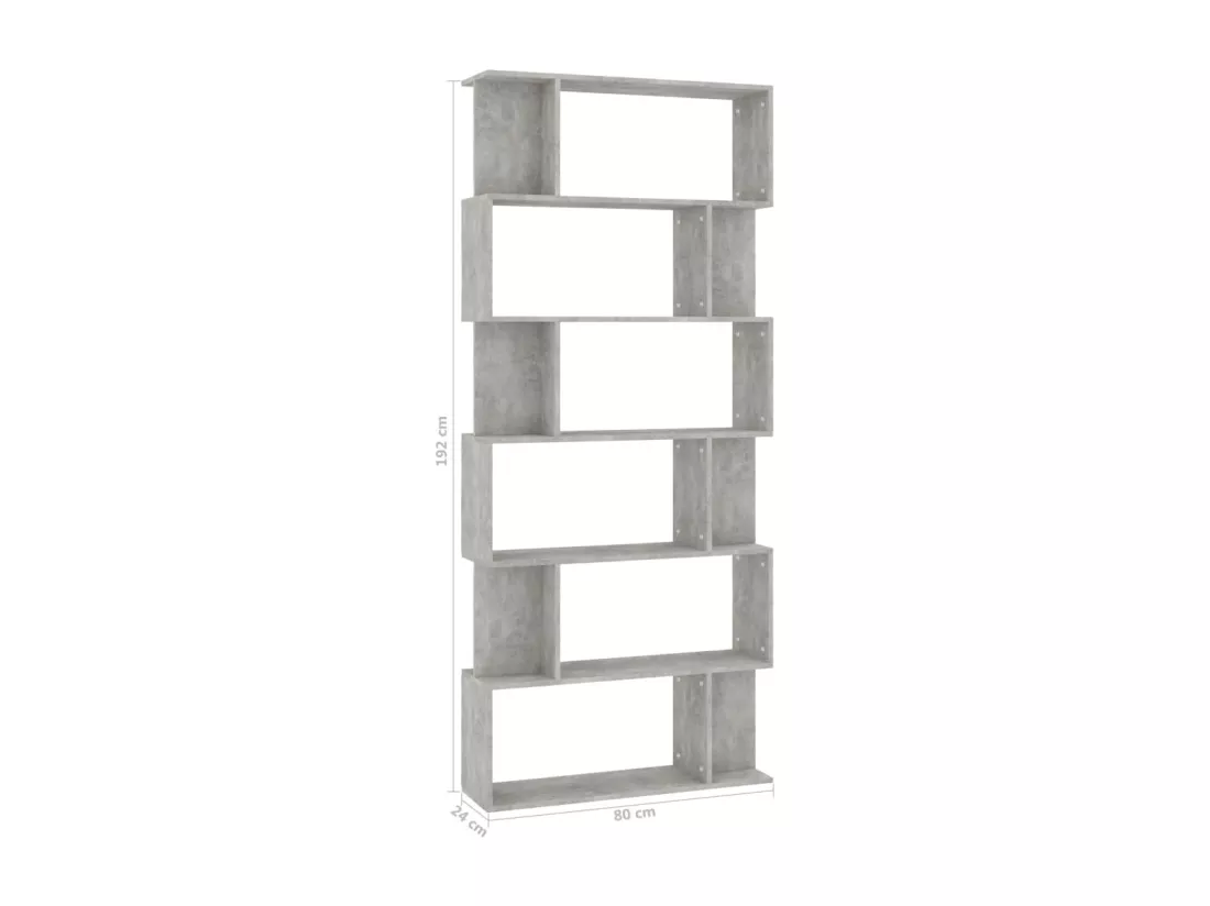 Bibliothèque/Séparateur de pièce Gris béton 80x24x192 cm