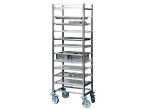 Stikvogn 11 stik 38.5x55x163 cm med 1 Svingstop Rustfri stål til 1/1 GN,stk