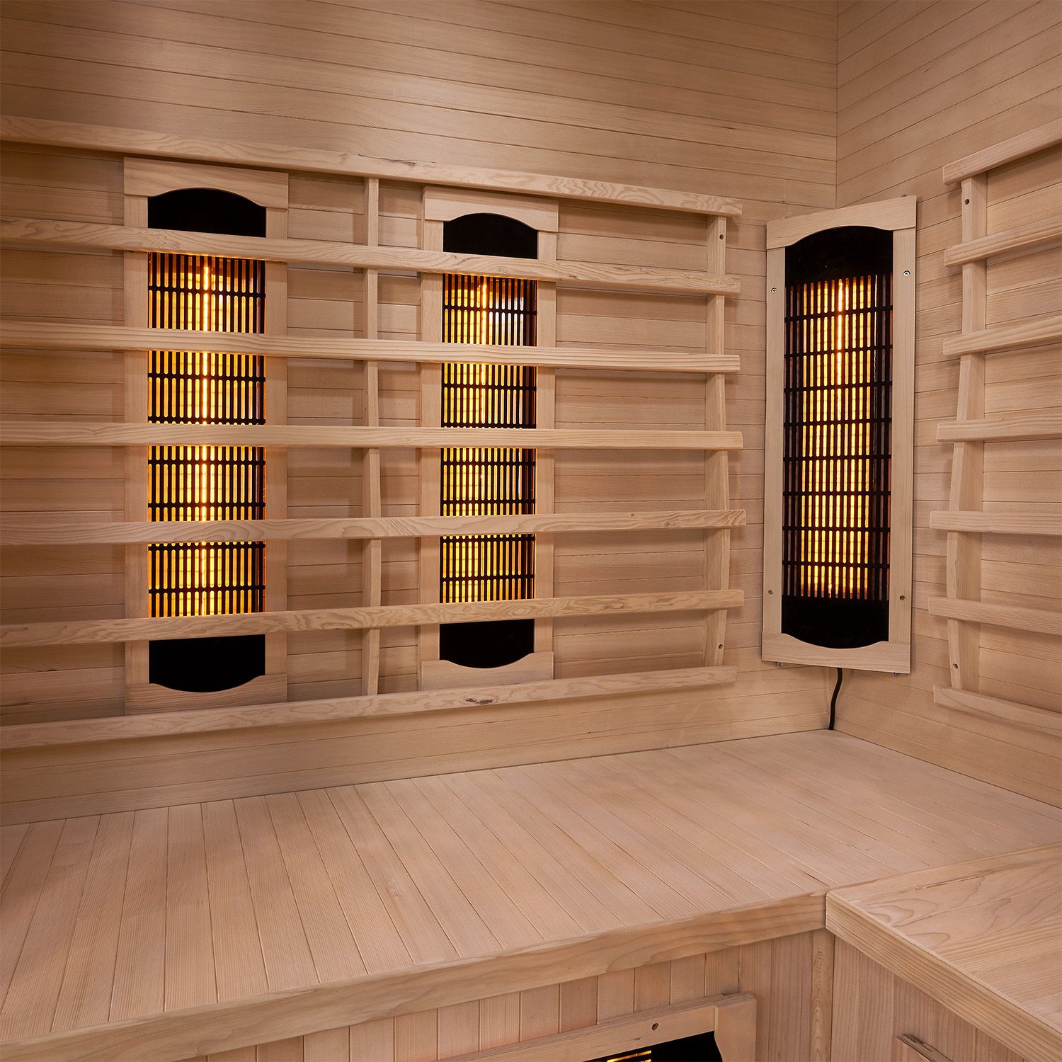 Artsauna Eck Infrarotkabine Nyborg E150V Vollspektrum mit Ambiente Beleuchtung – 4 Personen