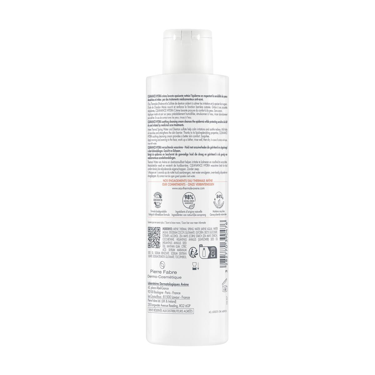 AVENE Cleanance HYDRA Reinigungscreme<br>200 ml, Dispenser, Creme, beruhigend