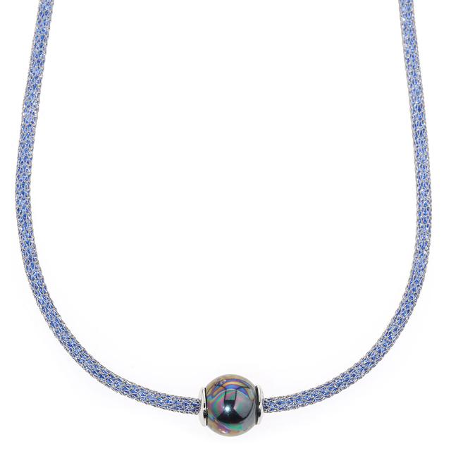 Mesh-Collier & Gleiter, Muschelkernperle, Zirkonia, ca. 48 cm