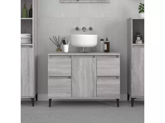 Meuble d'évier sonoma gris 80x33x60 cm bois d'ingénierie