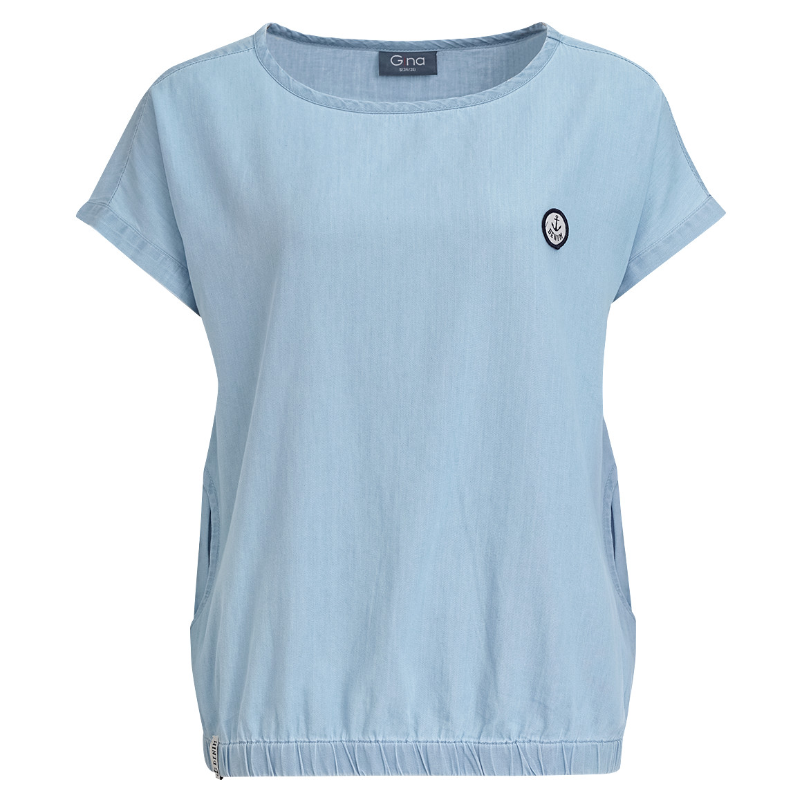 Gina Damen Bluse mit Stickerei hellblau