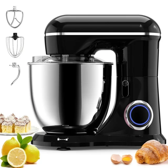 Batedeira de pedestal Samsaimo, 6,5 QT, 660 W, 10 velocidades, cabeça inclinável, batedeira elétrica de cozinha com tigela, gancho para massa, batedor e fouet para a maioria dos cozinheiros domésticos.