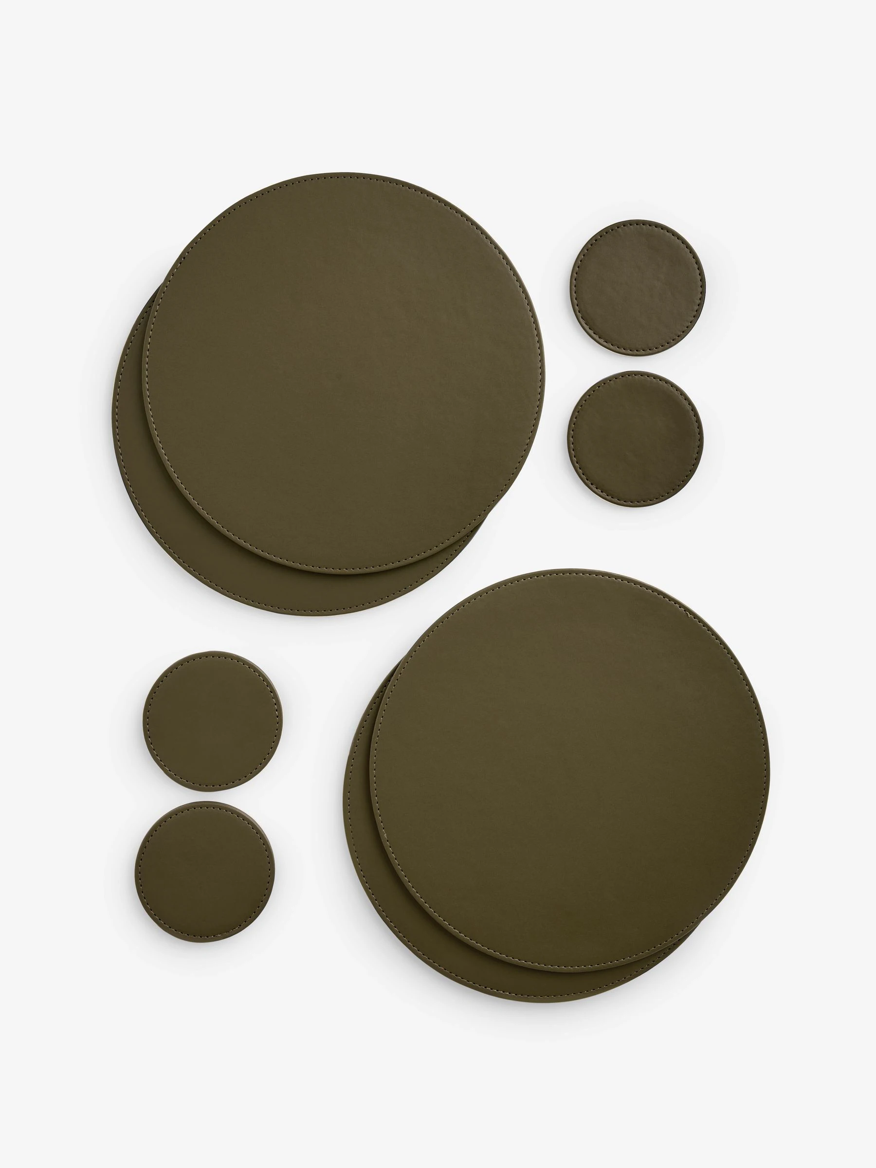 Set van 4 omkeerbare placemats en onderzetters van imitatieleer