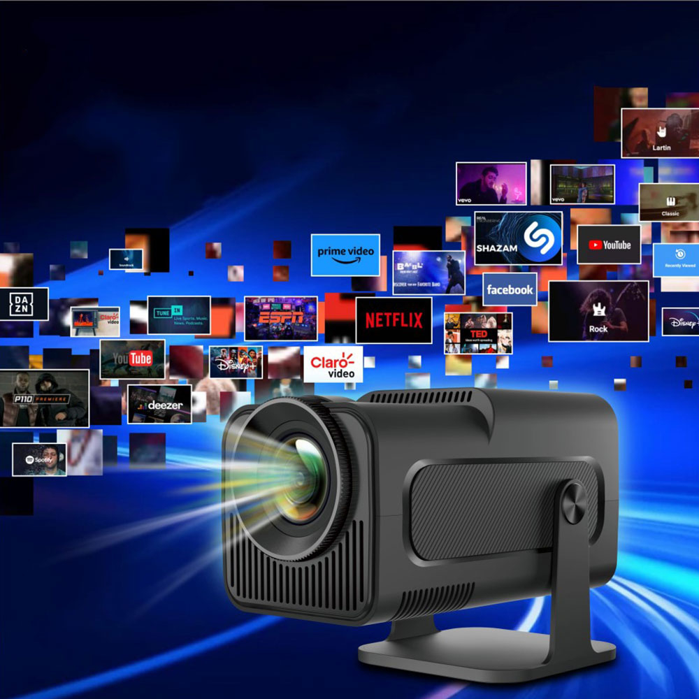 Multimedia LED Projektor Beamer Heimkino (300 ANSI Lumen) 1080p Full HD / HDMI / WiFi (2.4/5GHz) / Android 11.0 - Schwarz