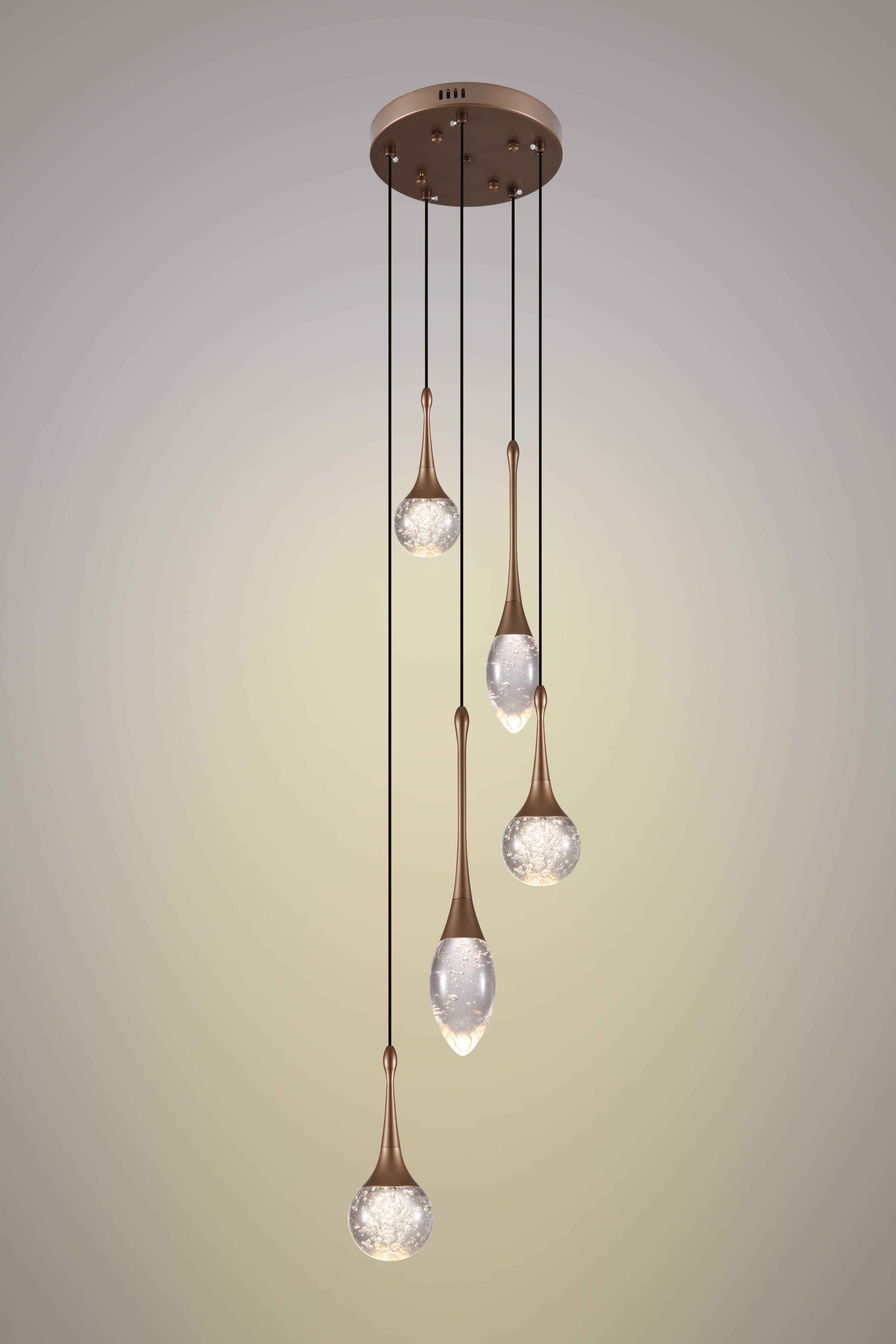 Hanglamp 5-lichts Antiek Brons Bolla ⌀25  x H150 cm