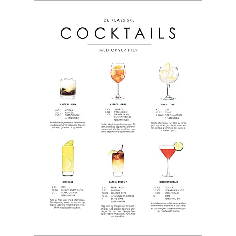 Cocktails opskrifter nr. 4 - 30x40 cm
