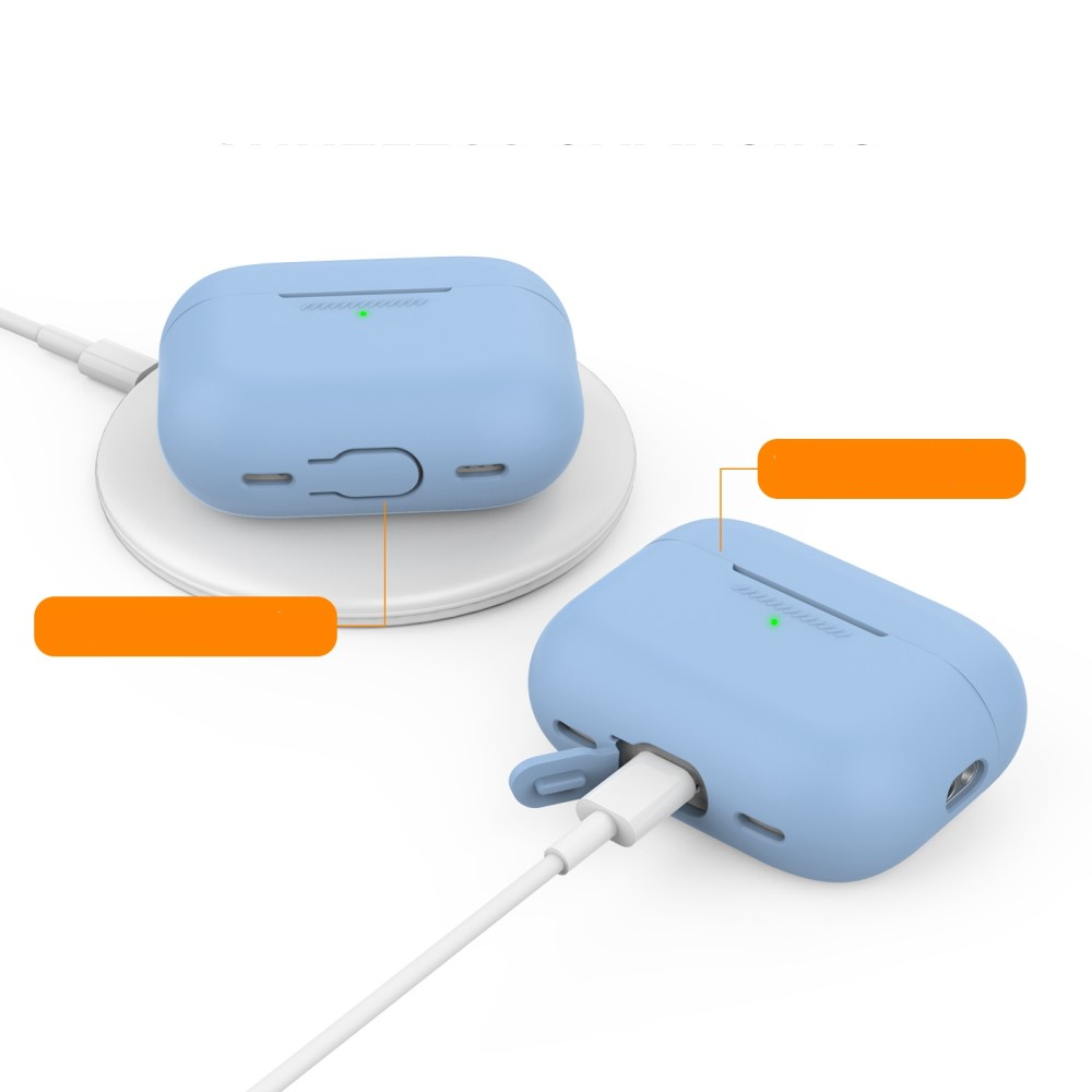 AirPods Pro 2 / AirPods Pro Silikon Schutzhülle Abdeckung mit Handschlaufe - Hellblau