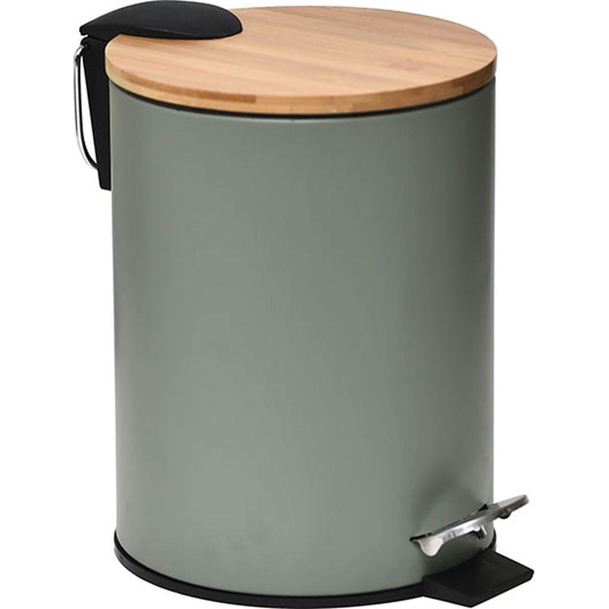 POUBELLE METAL FREIN DE CHUTE 3L KAKI BAMBOU