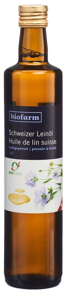 Biofarm Leinöl<br>5 dl, Flasche, CH Knospe Bio Suisse
