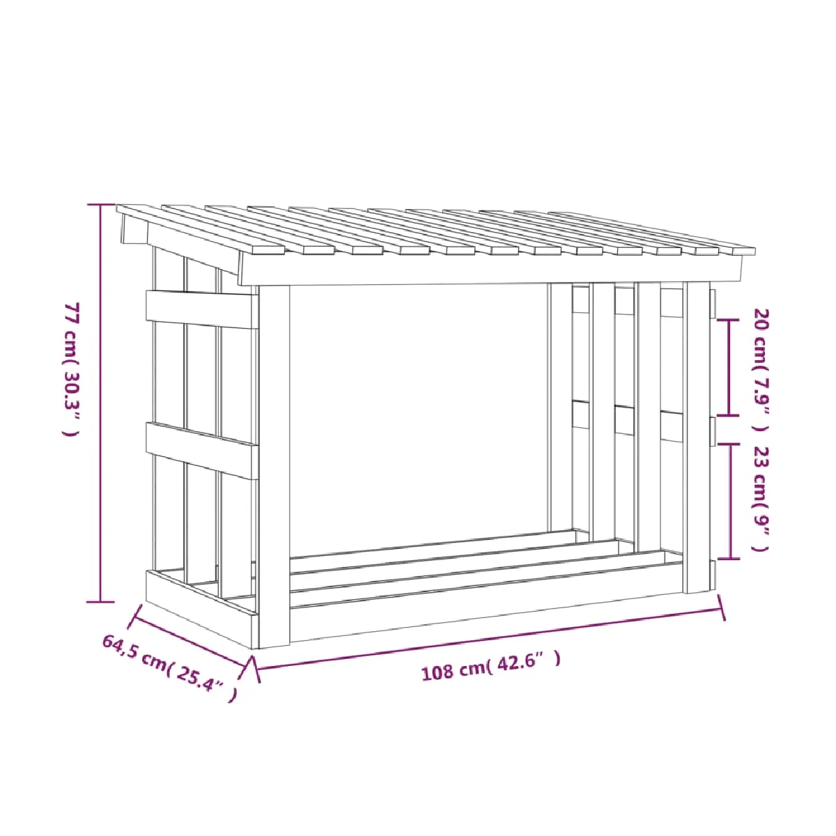 vidaXL Support pour bois de chauffage - Gris