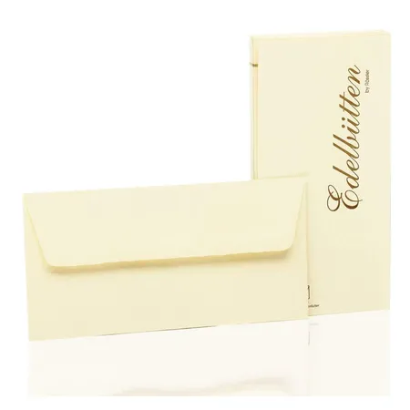 Rössler Briefumschläge DIN Lang, gehämmert, 20 Stück, ivory