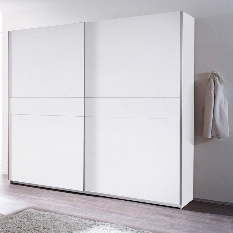Victor - Kledingkast - Hout - Wit - Schuifdeuren - Hang-legkast - Eiken Houtlook