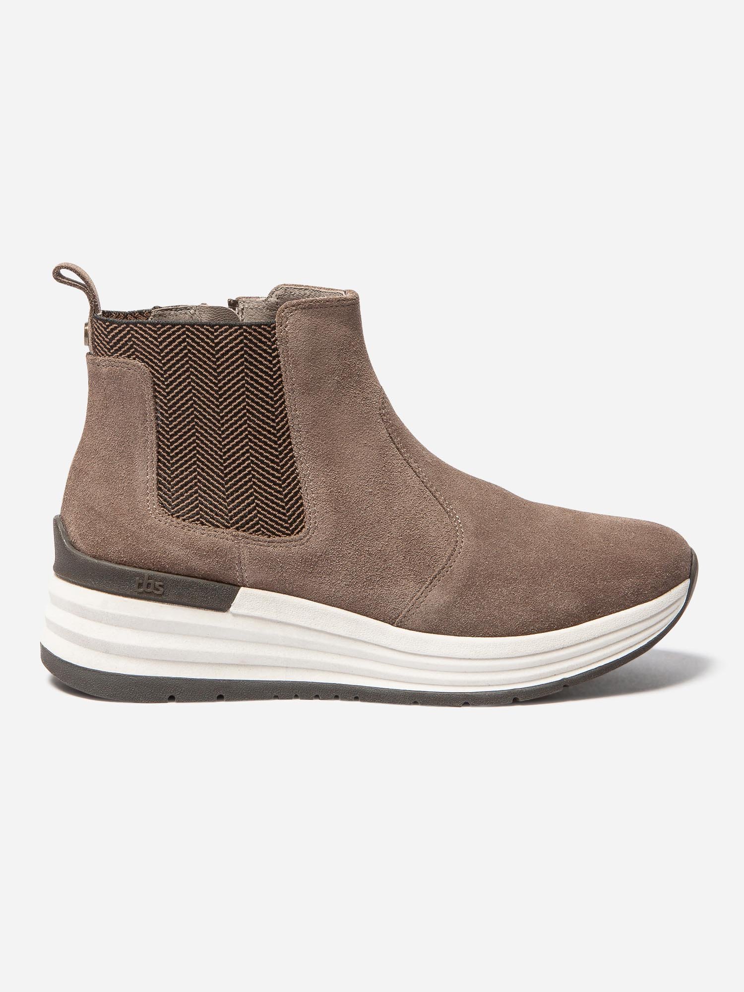 Boots Femme Semelle Sport Cuir Taupe