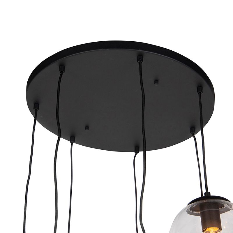Art deco hanglamp zwart 7-lichts - Pallon