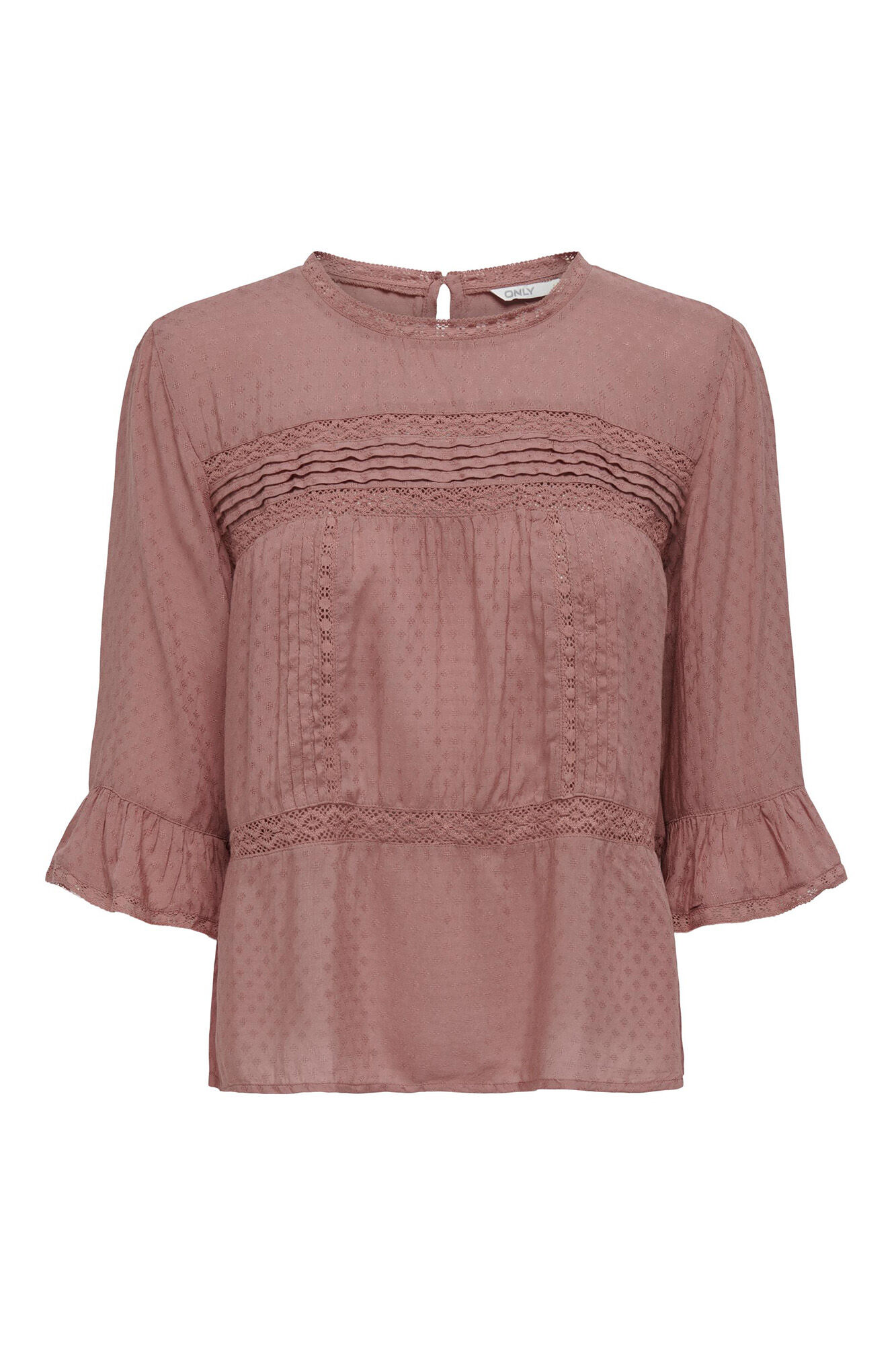 Blusa de manga 3/4 com gola redonda