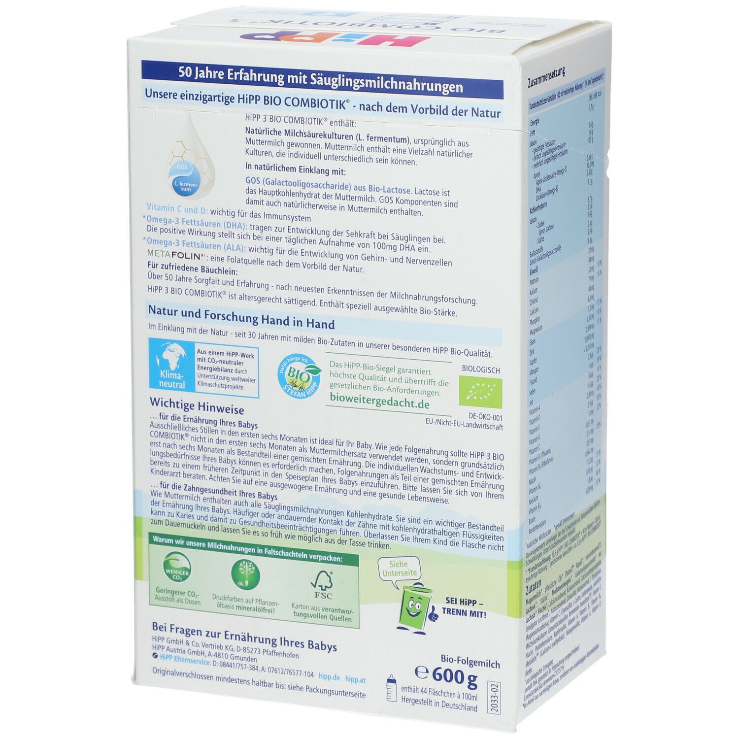Hipp Bio Combiotik 3 Folgemilch ab dem 10. Monat