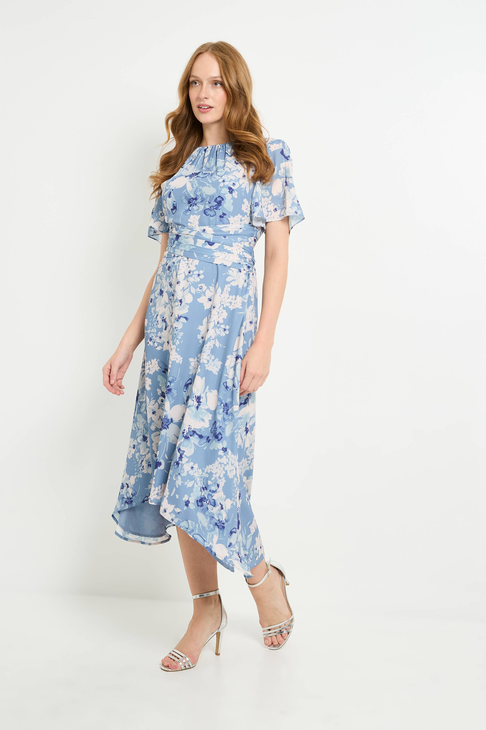 Wallis Robe Midi Florale À Taille Portefeuille