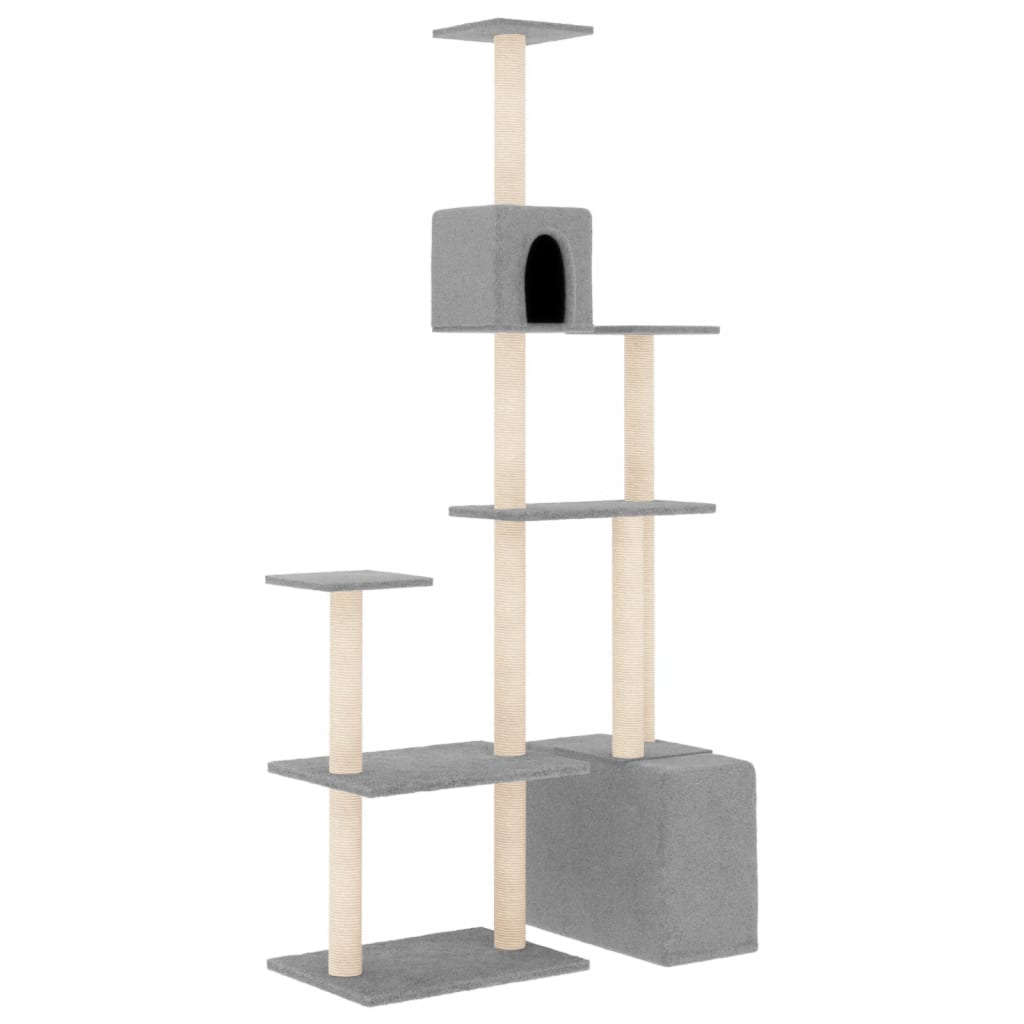 Arranhador para gatos vidaXL com postes de sisal cinza claro, 180 cm