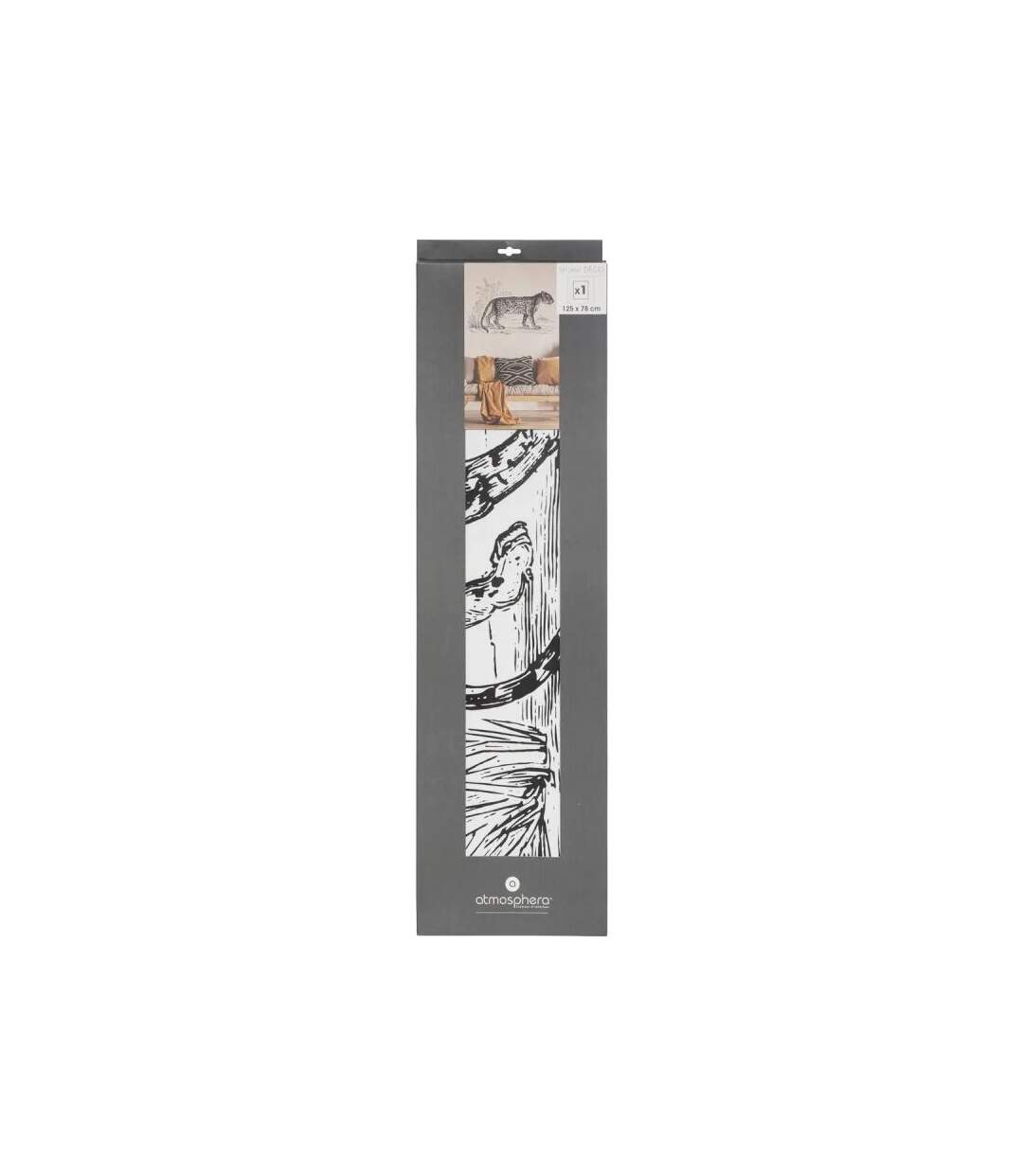 Sticker Plat Mural Léopard 78x125cm Noir & Blanc