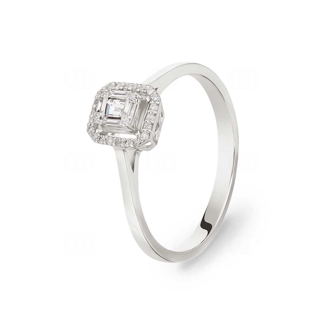 Verlobungsring 750/18 K Weissgold mit Diamanten 0.16 ct. H/si