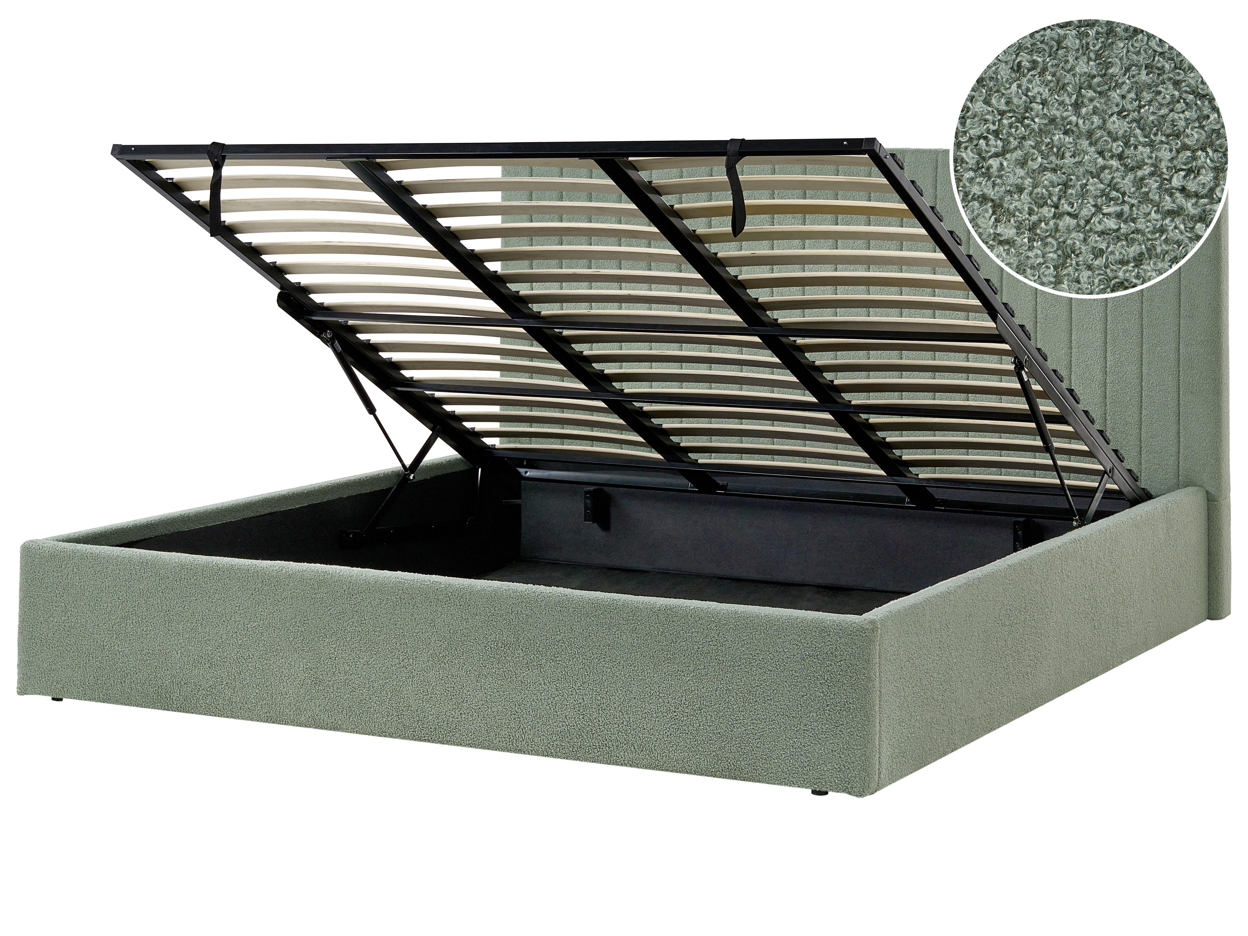 Bed met opbergruimte Bouclé VION 180 x 200 cm Groen