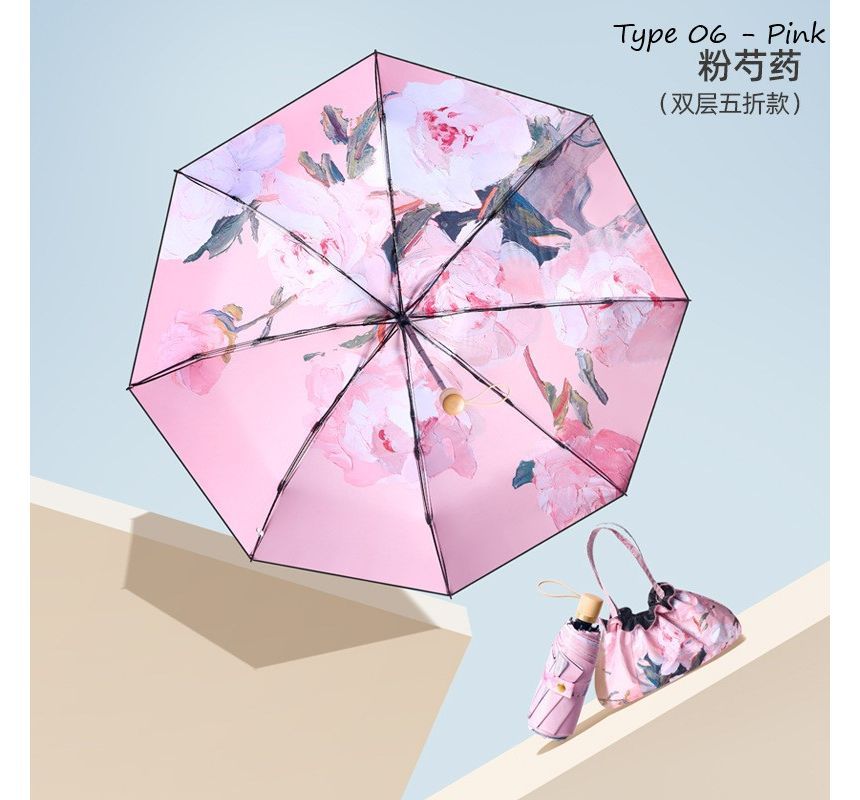 Fenmo - Compacte paraplu met bloemenmotief (diverse designs)