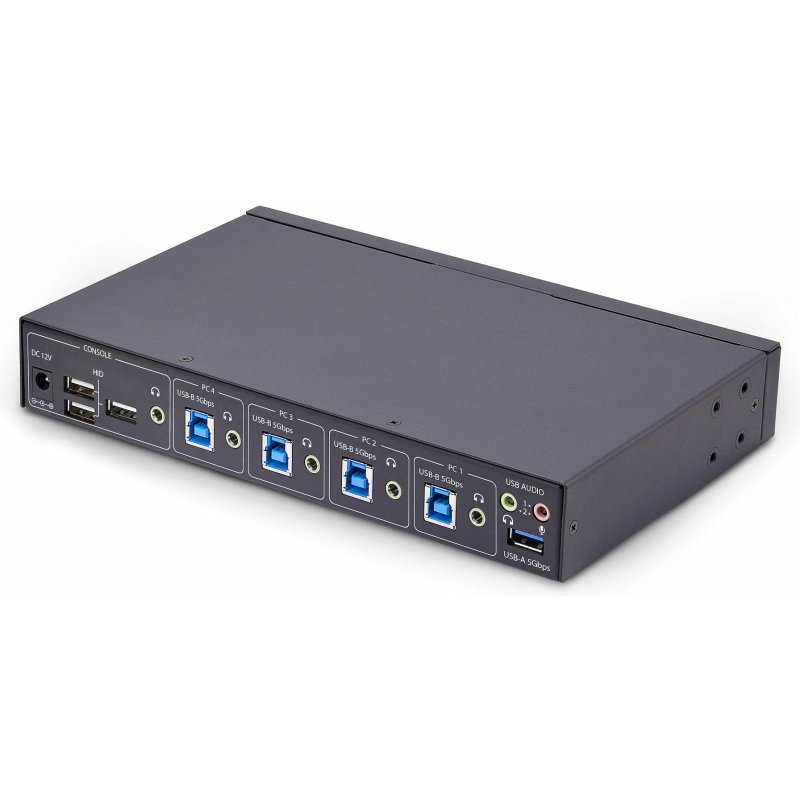 StarTech.com Switch KM à 4 Ports avec Commutation de la Souris, Commutateur USB pour Clavier/Souris, Audio 3.5mm/ USB, Commutateur USB 3.0, Partage Périphérique pour 4 Ordinateurs, Conforme TAA