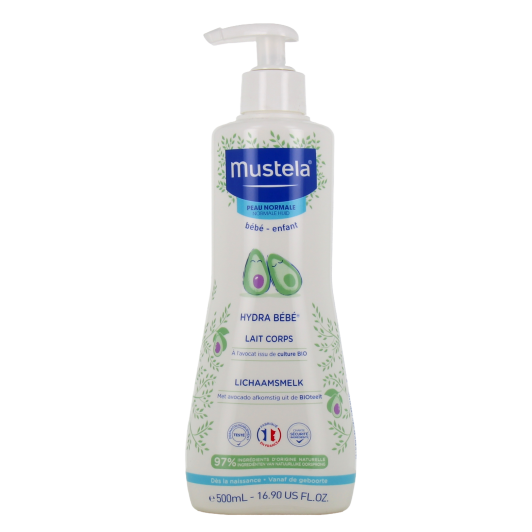 Lait corps hydratant bébé à l'avocat Bio Mustela Hydra