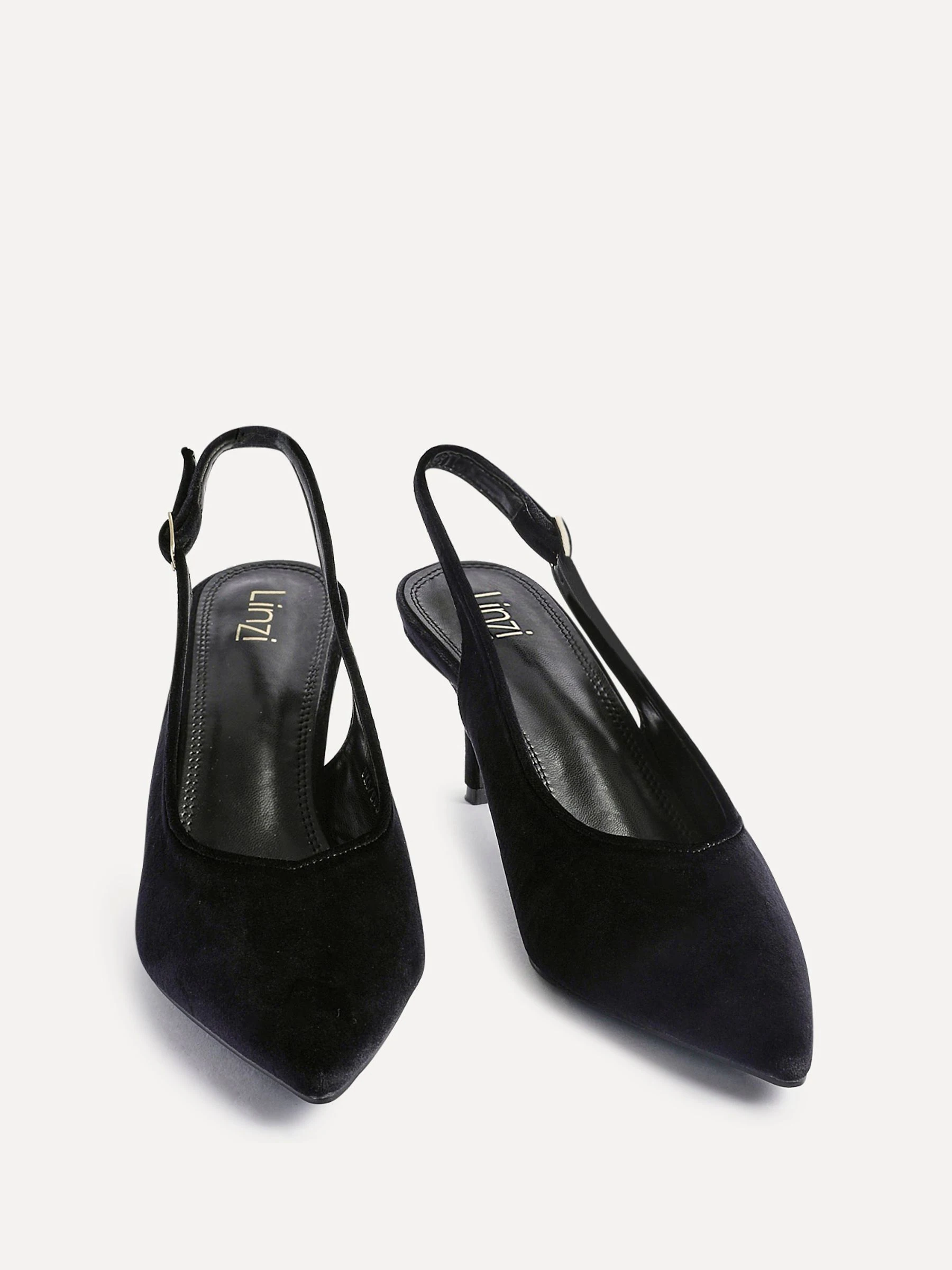 Zwart - Linzi Finesse Pointed Slingback Stiletto Court Heels
