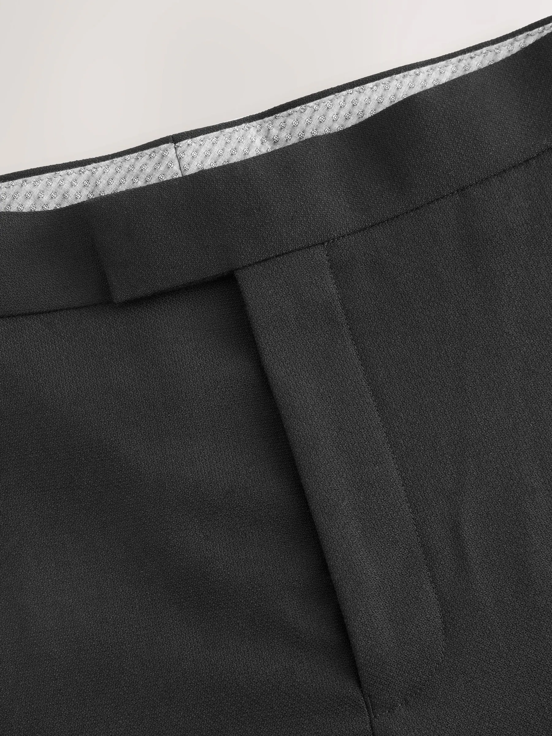 Zwart - Signature Smart Textured Italiaanse wollen broek met zijverstellers