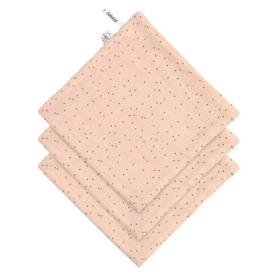 Lot de 3 débarbouillettes en mousseline   Pois rose-pêche        de               Lässig