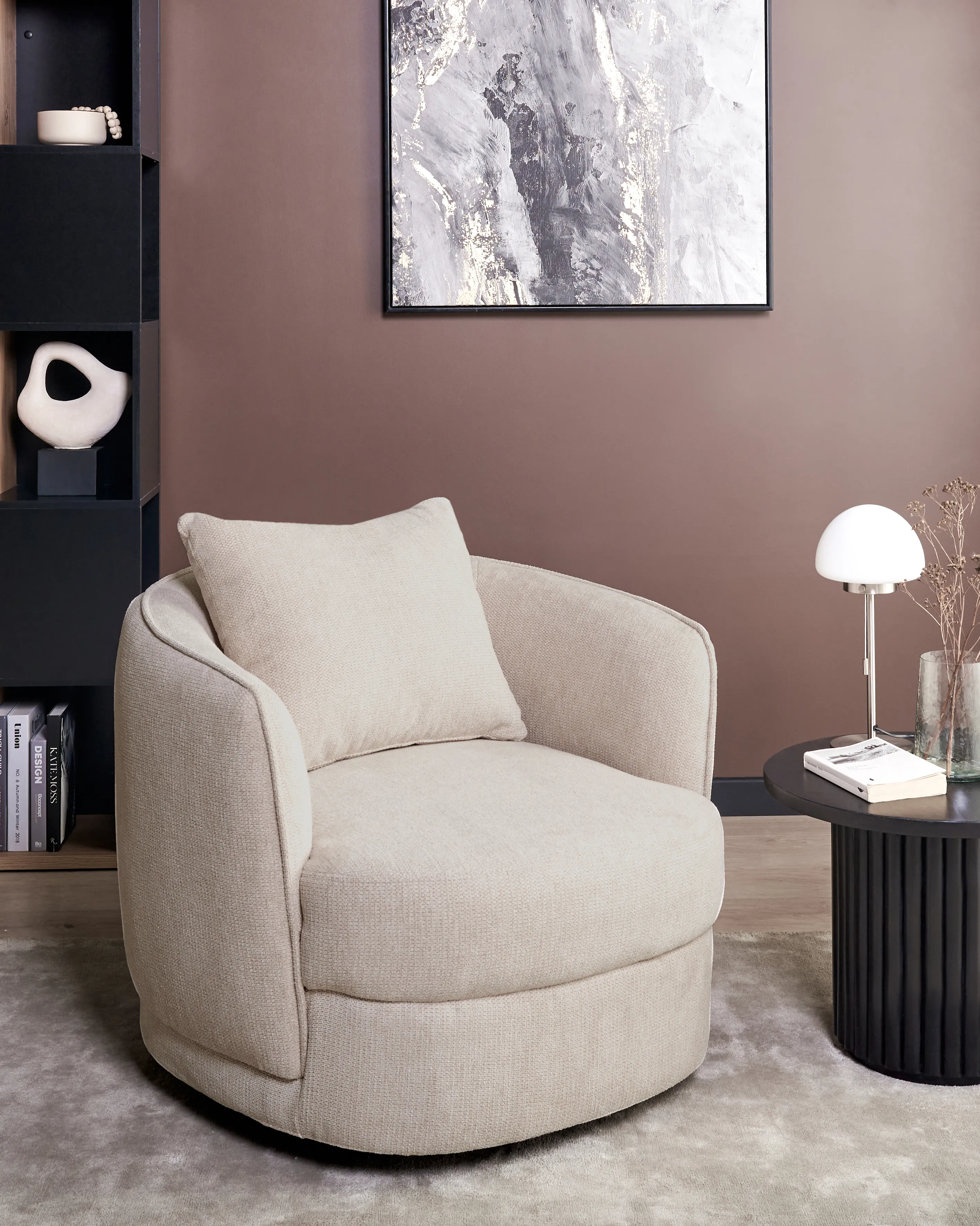 Draaifauteuil ANDALEN Stof Lichtbeige