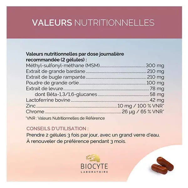 Biocyte Radiant Pele Imperfeições, Suavidade Urtiga, Bardana 60 cápsulas