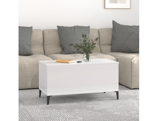 VIDAXL - Table basse blanc brillant 90x44,5x45 cm bois d'ingénierie