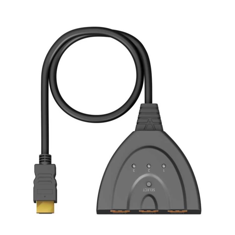 3-fach HDMI 1.4 4K Adapter Splitter Switch Audio Video Konverter Umschaltbox 3 x Input / 1 x Output (58487) - Schwarz